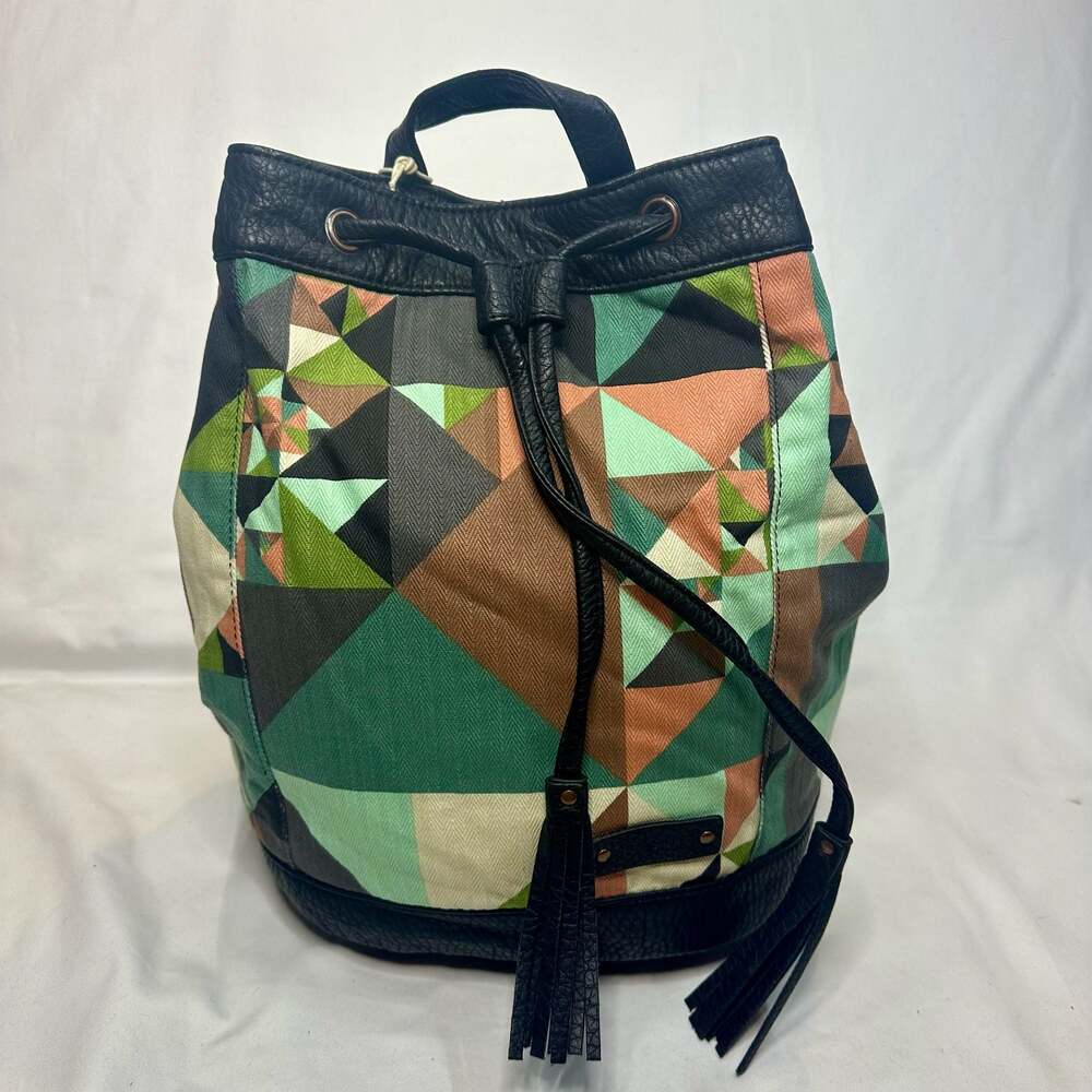 PISTIL Canvas Backpack Daypack City Bag Multicolored Geometric Handbag NWT